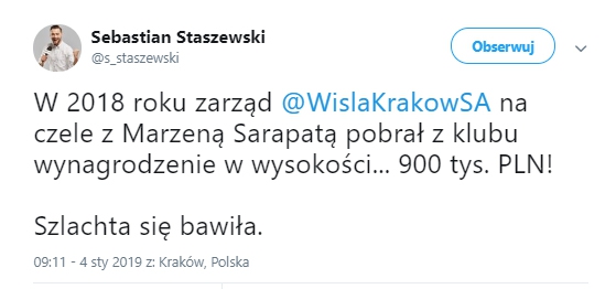Wiemy już, ile pieniędzy pobrał zarząd Wisły Kraków w 2018 roku!